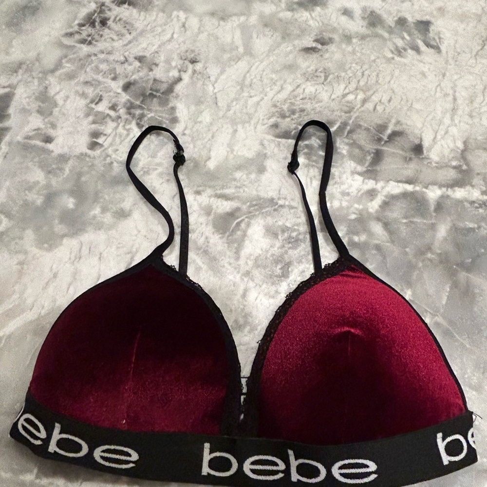 Bebe Red and Black Seamless Bra with Adjustable Straps